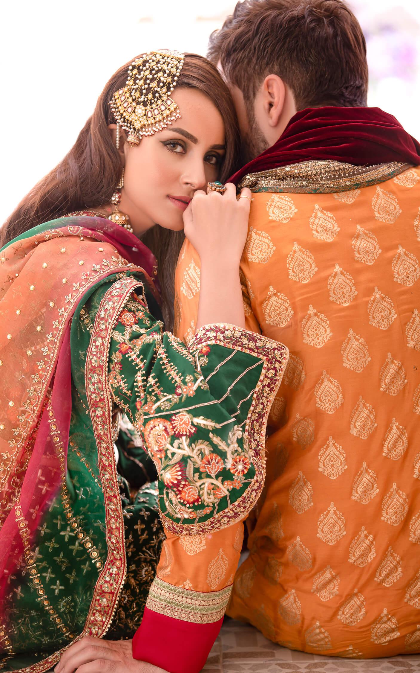 Emerald Green Embroidered Silk-Blend Bridal Lehenga (3-Piece) - Image 4