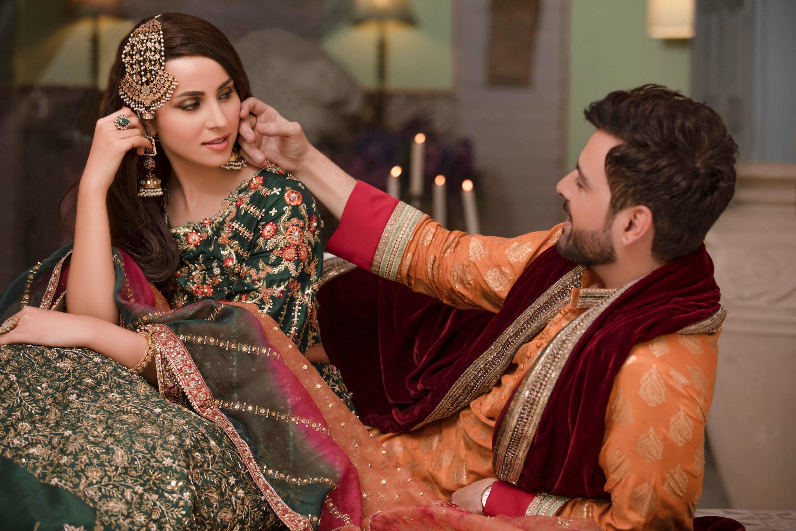 Emerald Green Embroidered Silk-Blend Bridal Lehenga (3-Piece) - Image 5