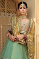 Pakistani Mint Green Embroidered Silk Lehenga Set (3-Piece) - Image 5