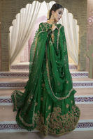 Pakistani Emerald Green Zardozi Silk Lehenga (3-Piece) - Image 4