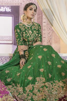 Pakistani Emerald Green Zardozi Silk Lehenga (3-Piece) - Image 7