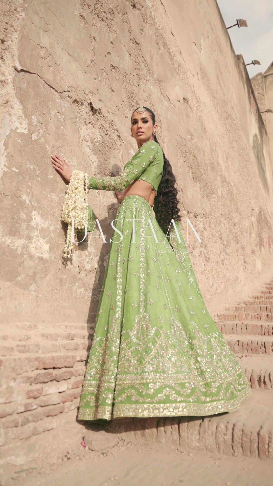 Mehndi Green Hand-Embellished Tussel Silk Lehenga (3-Piece) - Image 9