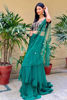 Pakistani Deep Green Hand-Embroidered Velvet Lehenga (3-Piece) - Image 2
