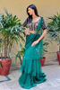Pakistani Deep Green Hand-Embroidered Velvet Lehenga (3-Piece) - Image 3