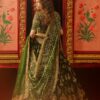 Gai Green Embroidered Velvet Lehenga Set (3-Piece) - Image 4