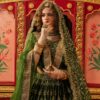 Gai Green Embroidered Velvet Lehenga Set (3-Piece) - Image 5