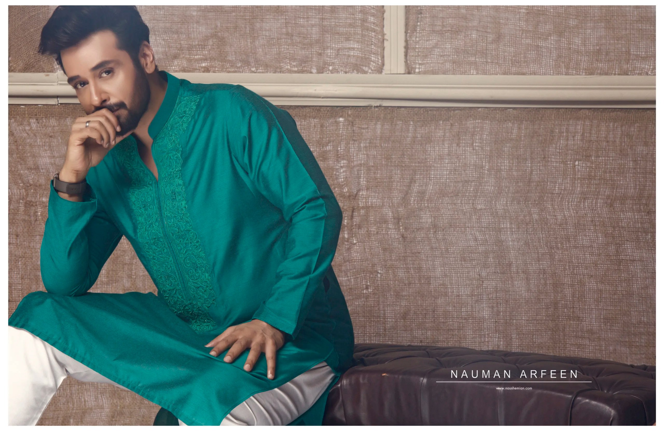 Teal Green Embroidered Cotton-Silk Kurta (2-Piece) - Image 4