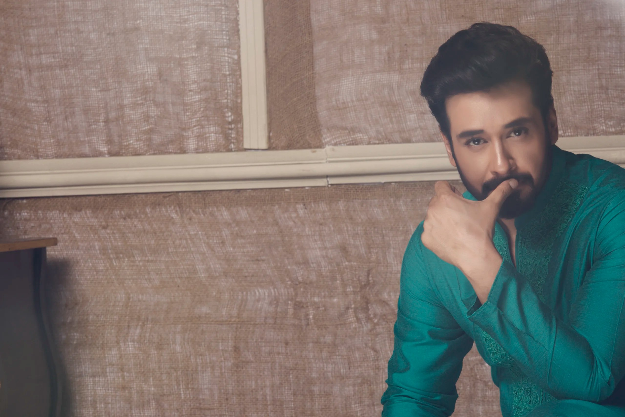 Teal Green Embroidered Cotton-Silk Kurta (2-Piece) - Image 5