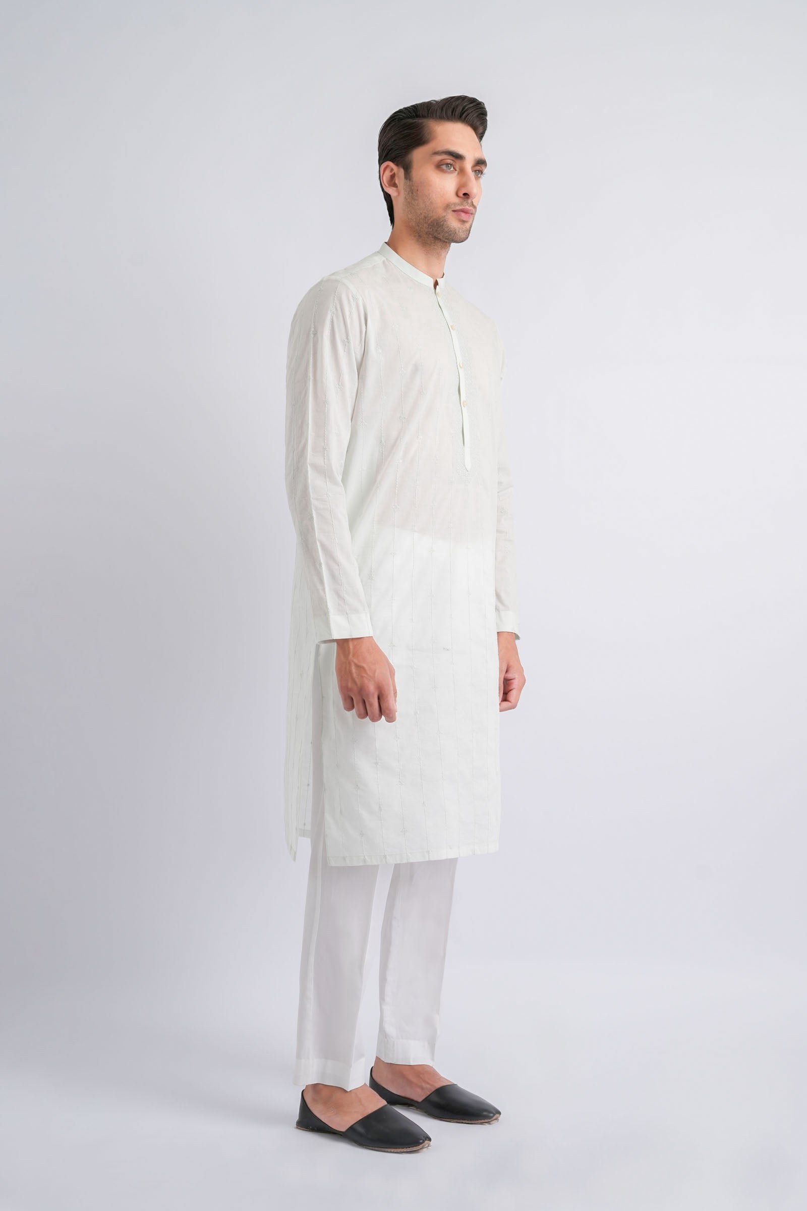 Pista Embroidered Egyptian Cotton Kurta (2-Piece) - Image 1