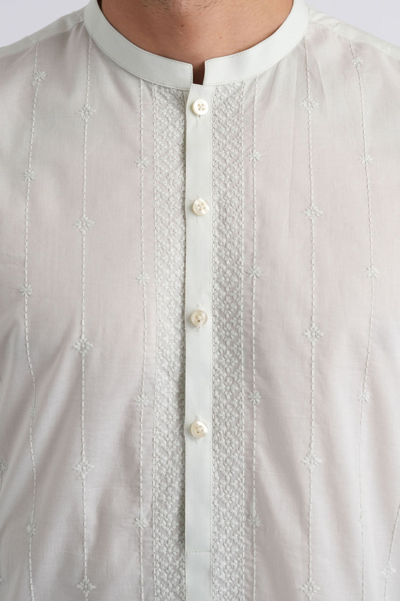 Pista Embroidered Egyptian Cotton Kurta (2-Piece) - Image 2