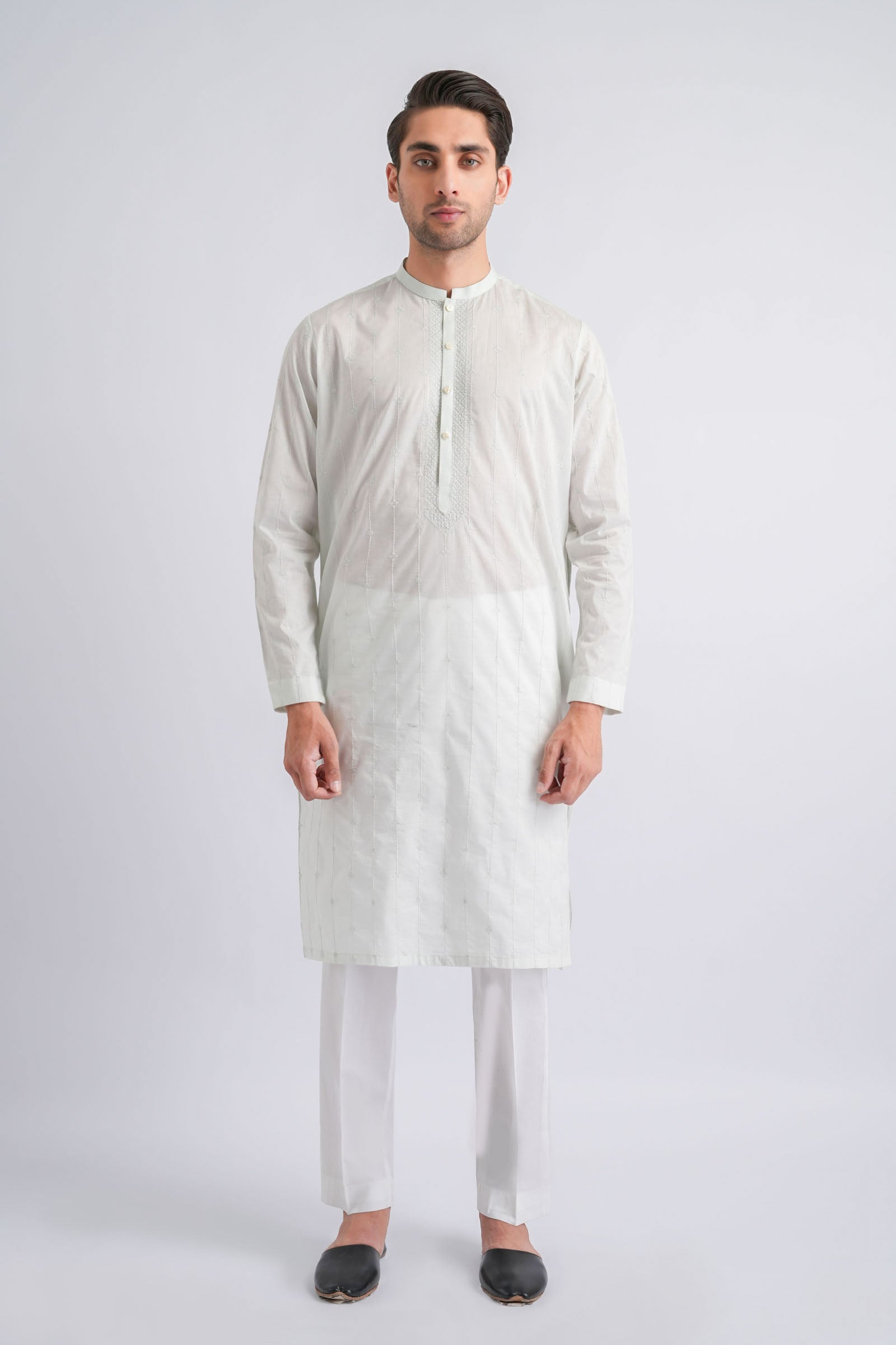 Pista Embroidered Egyptian Cotton Kurta (2-Piece) - Image 3