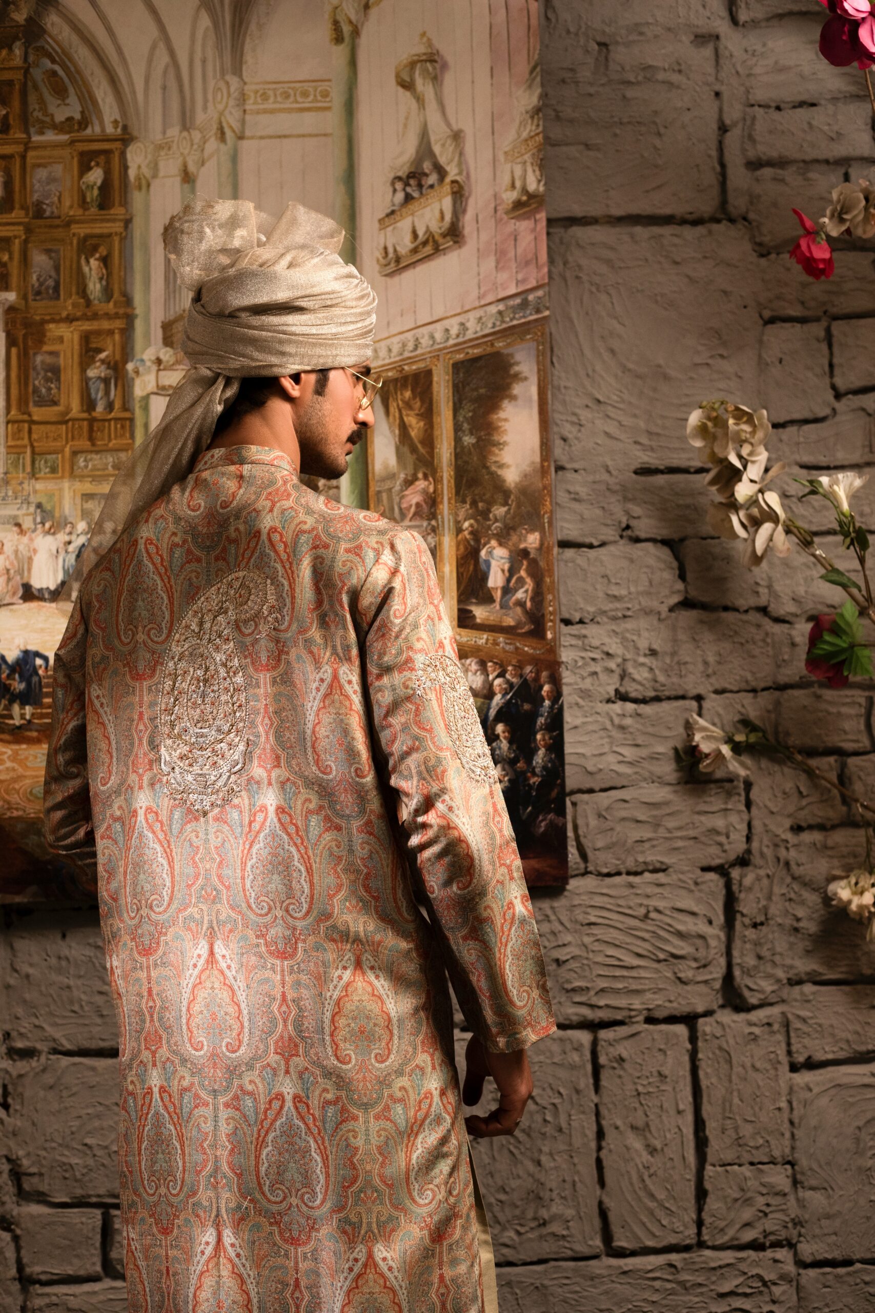 Terre Verte Embroidered Faux Silk Kurta (2-Piece) - Image 2