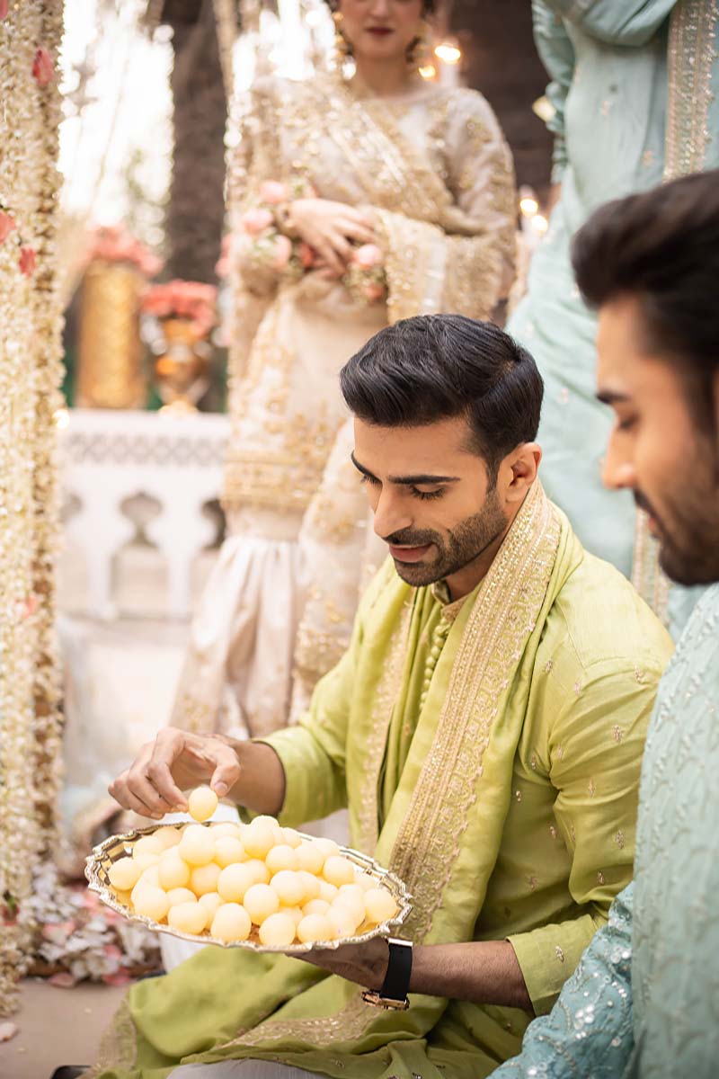 Pistachio Green Embroidered Raw Silk Kurta (3-Piece) - Image 3