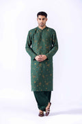 Deep Green Embroidered Cotton Karandi Shalwar Kameez (3-Piece) - Image 2