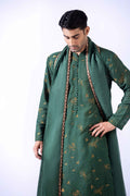 Deep Green Embroidered Cotton Karandi Shalwar Kameez (3-Piece) - Image 8