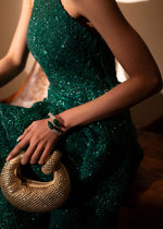 Emerald Green Embellished Net Peplum with Sharara (2-Piece) - Image 4