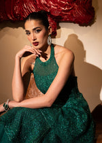 Emerald Green Embellished Net Peplum with Sharara (2-Piece) - Image 5