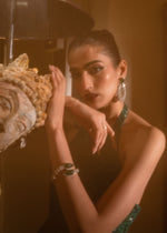 Emerald Green Embellished Net Peplum with Sharara (2-Piece) - Image 6