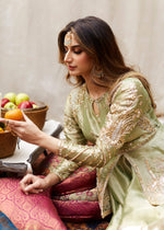 Grape Green Embellished Tissue Peplum with Sharara (2-Piece) - Image 3