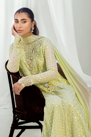 Light Mint Green Embroidered Chiffon Pishwas (3-Piece) - Image 7