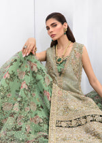 Mint Green Embroidered Cotton Net & Organza Pishwas (2-Piece) - Image 3