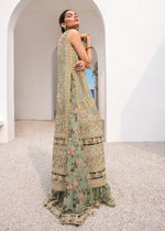 Mint Green Embroidered Cotton Net & Organza Pishwas (2-Piece) - Image 5