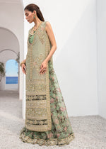 Mint Green Embroidered Cotton Net & Organza Pishwas (2-Piece) - Image 8