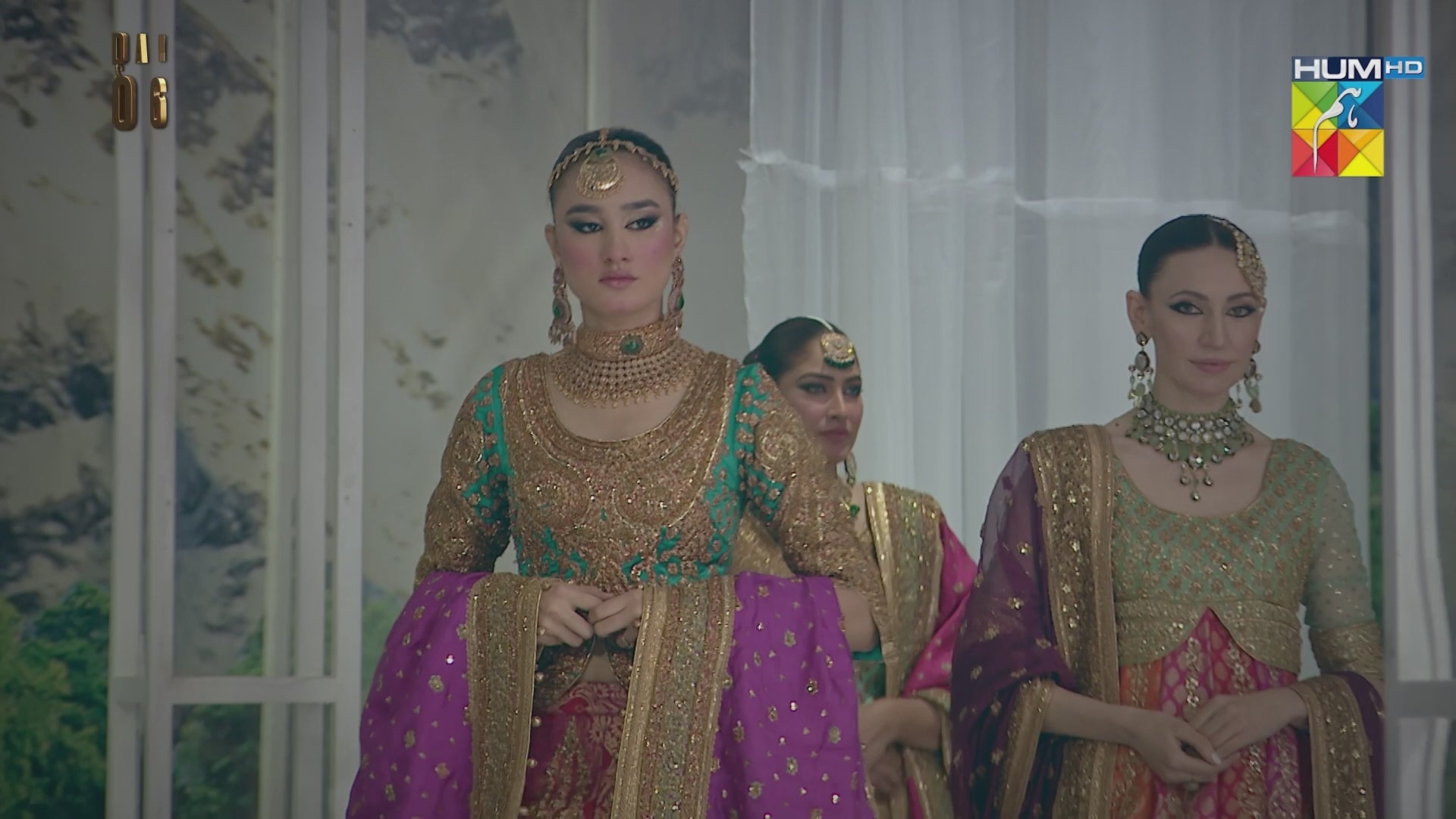 Pakistani Multicolour Gota Sequin Jamawar Pishwas (2-Piece) - Image 3