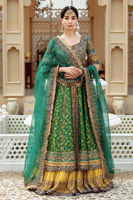 Pakistani Green and Blue Embroidered Jamawar Pishwas (3-Piece) - Image 8