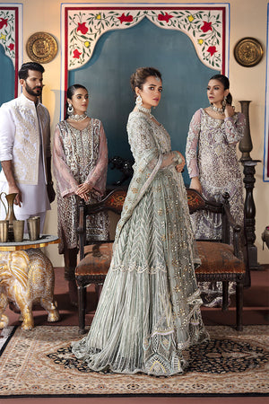 Pakistani Sage Green Mukesh Net Bridal Peshwas (2-Piece) - Image 11