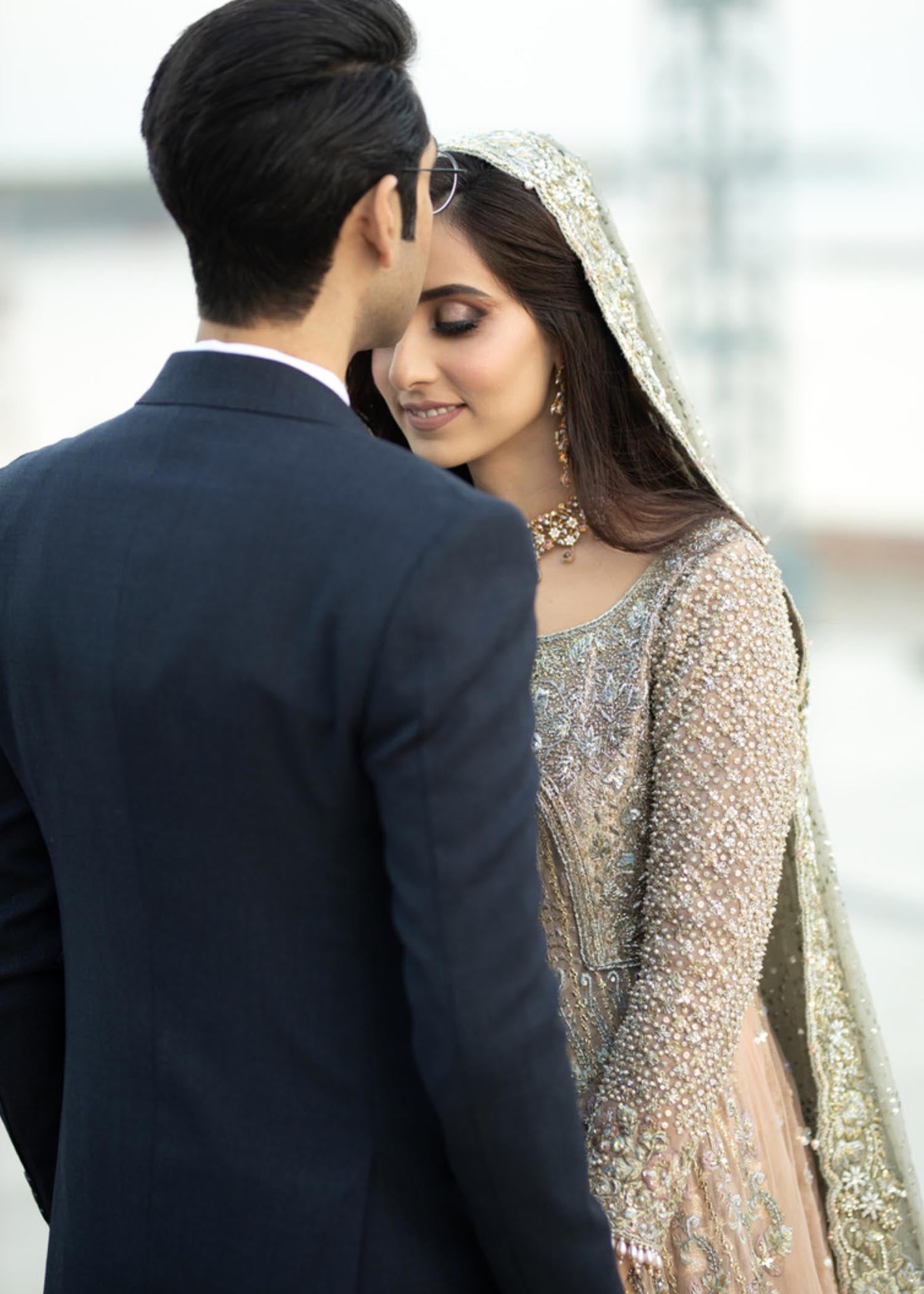 Sage Green Gold Embellished Net Pishwas (3-Piece) - Image 2