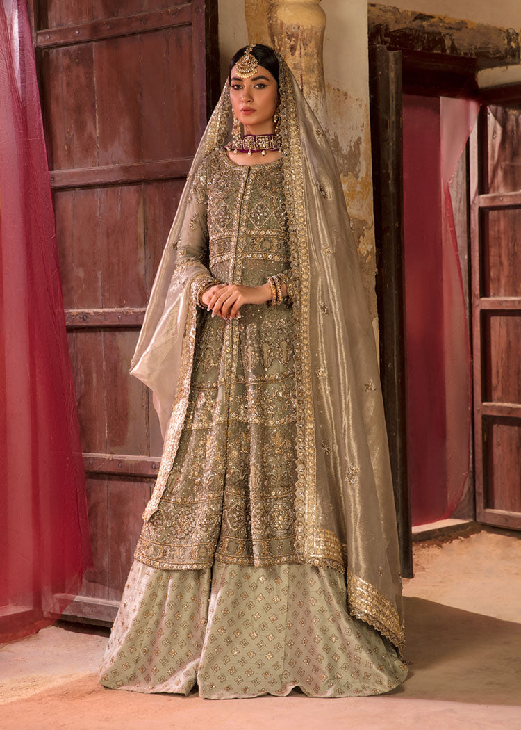 Mint Green Zardozi Net Pishwas Dress (3-Piece) - Image 6