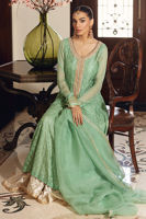 Pakistani Seafoam Green Embroidered Organza Pishwas Dress (3-Piece) - Image 5