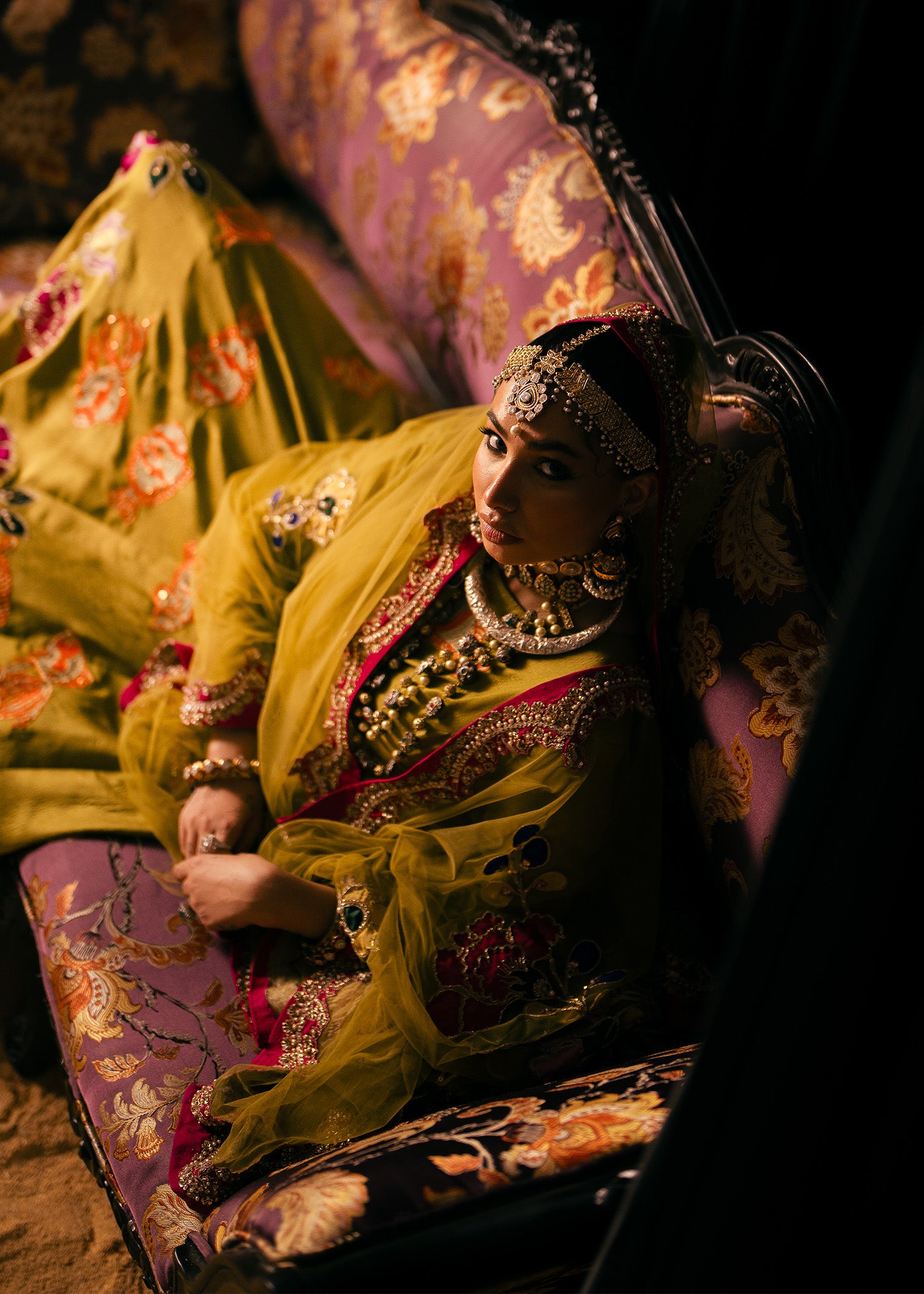 Olive Green Embellished Raw Silk Pishwas (2-Piece) - Image 6