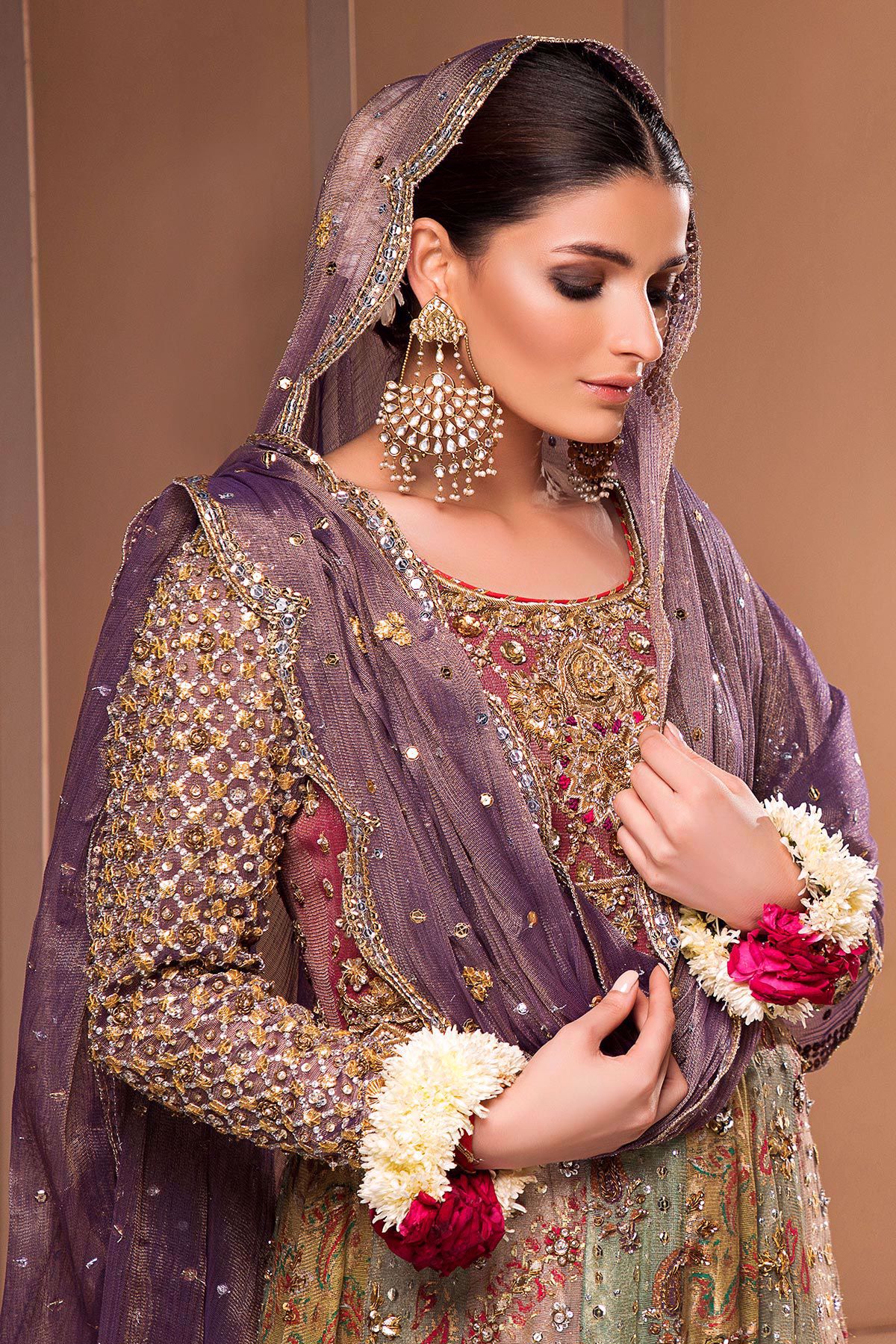 Pakistani Green Hand-Embellished Silk Pishwas Dress (3-Piece) - Image 7