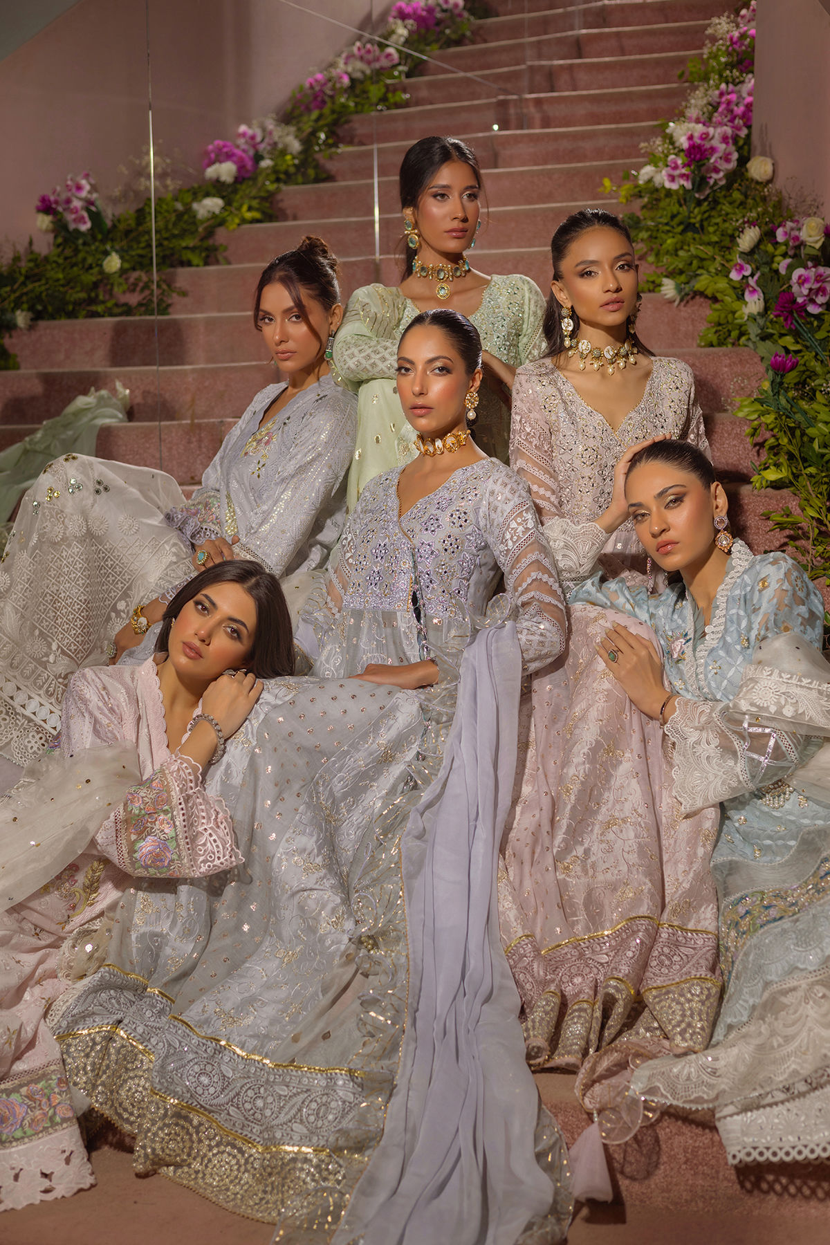 Mint Green Mirror & Zardozi Silk Pishwas (2-Piece) - Image 7