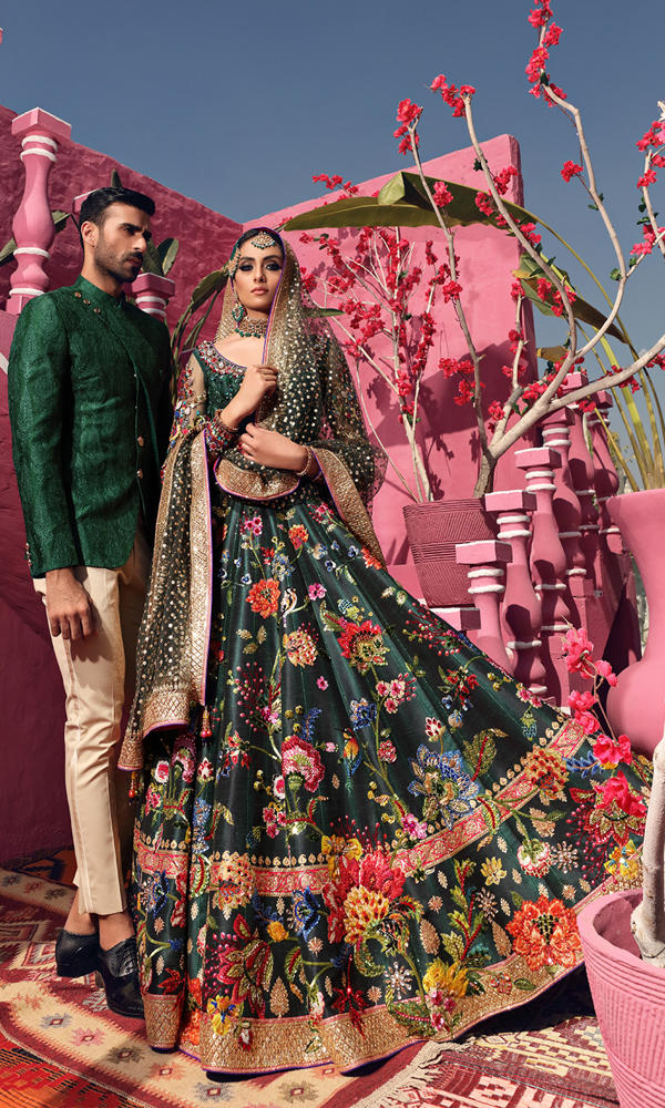 Emerald Green Jacquard Prince Coat (2-Piece) - Image 6