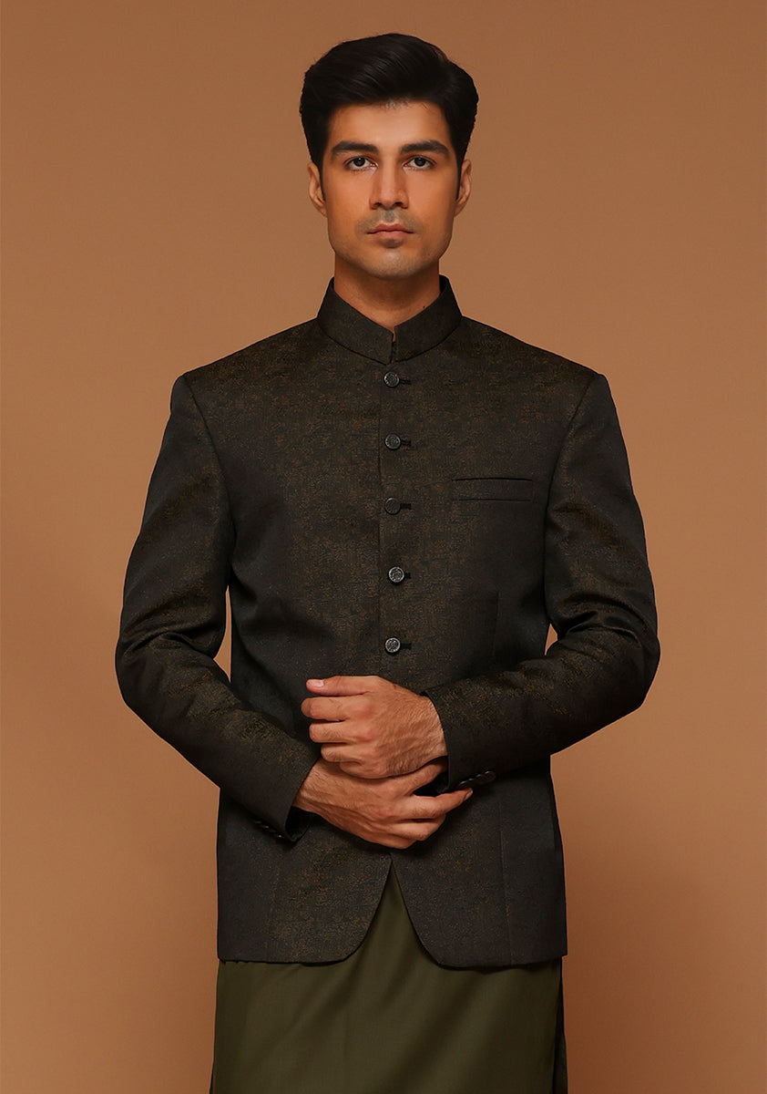 Winter Moss Jamawar Prince Coat (3-Piece) - Image 2