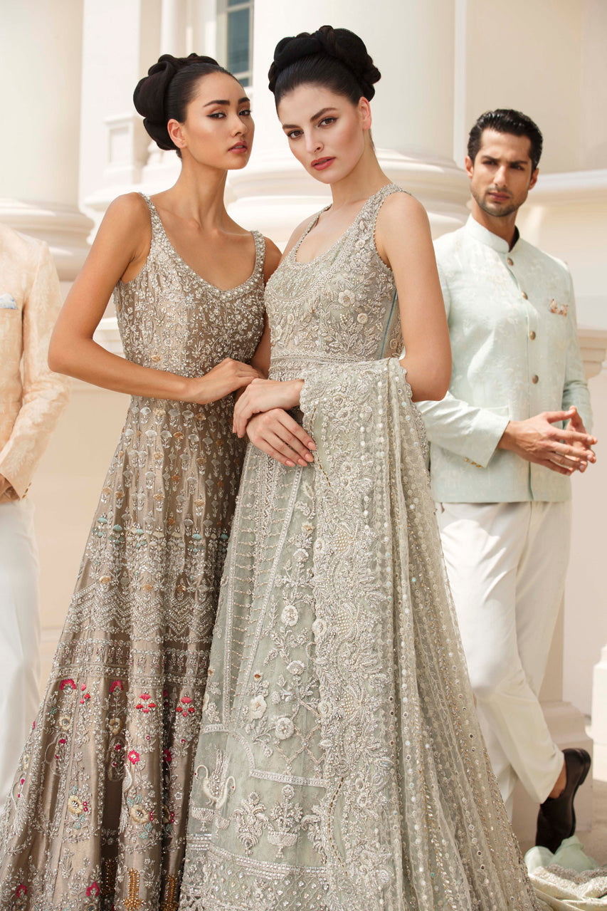 Pistachio Embroidered Raw Silk Prince Coat (2-Piece) - Image 2