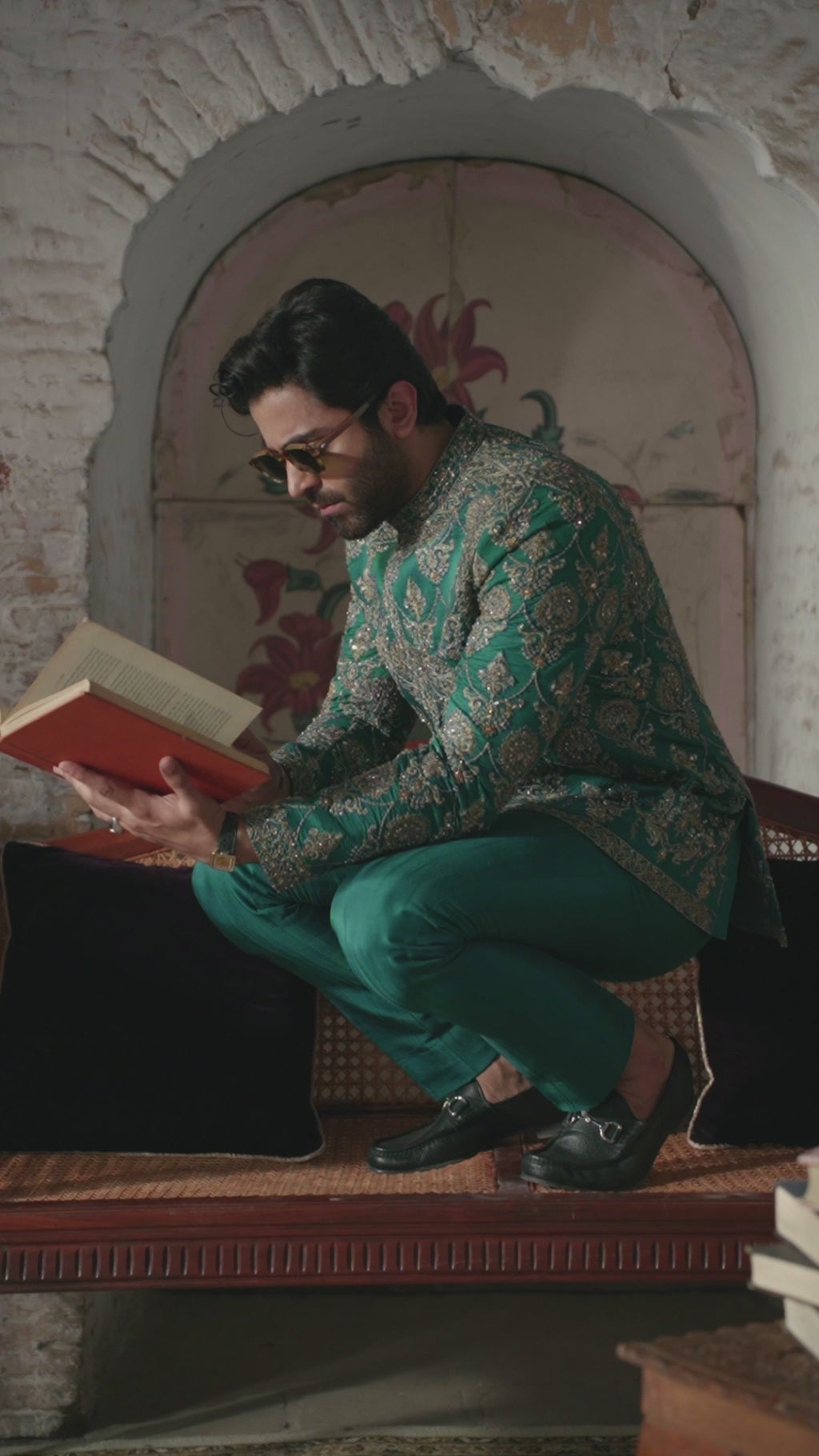 Teal Kora Katdana Silk Prince Coat (2-Piece) - Image 8