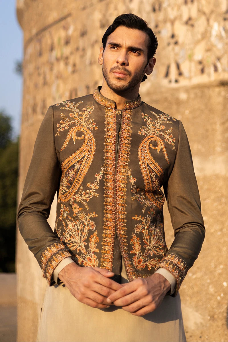 Regal Green Embroidered Serona Prince Coat (3-Piece) - Image 3