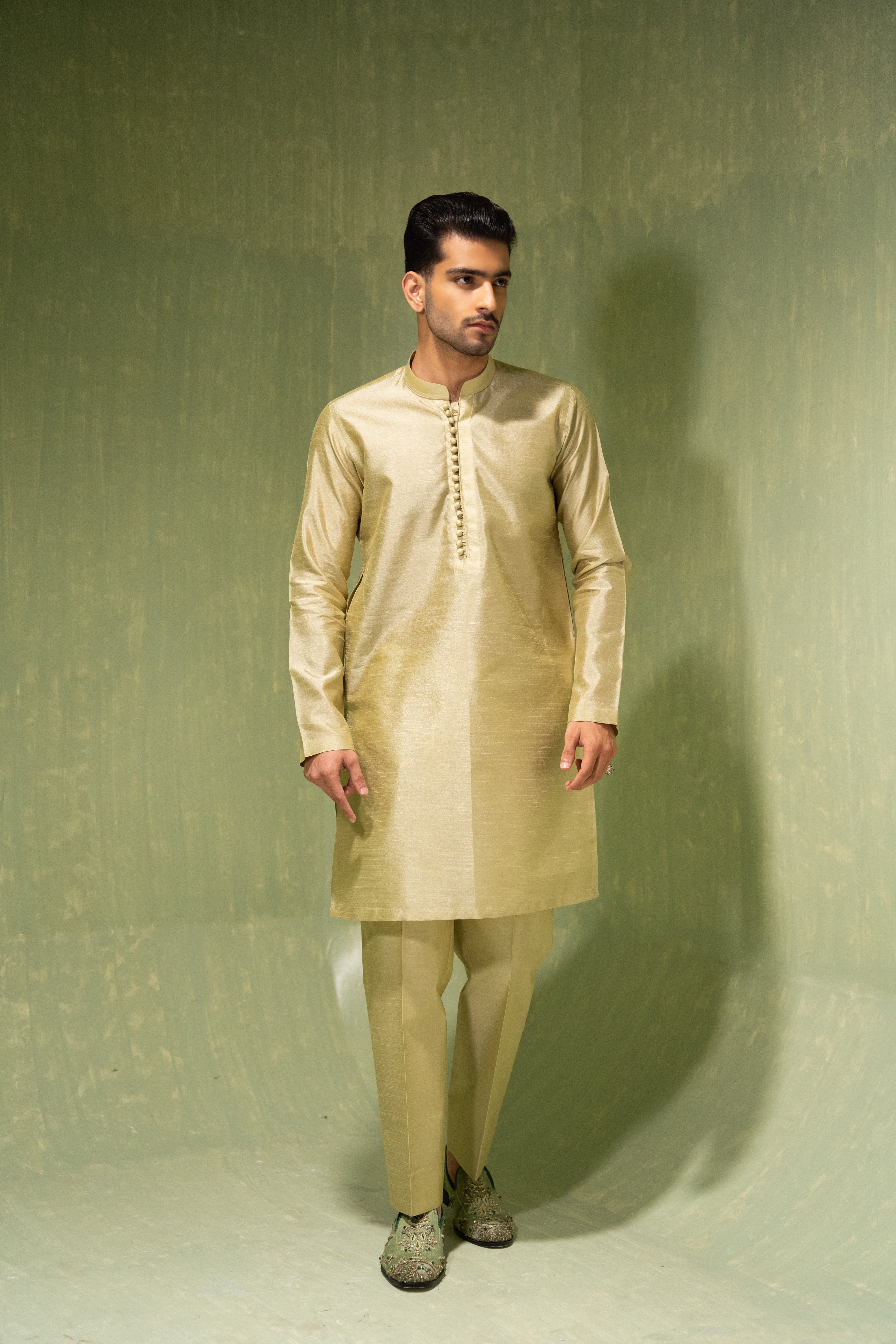 Mint Green Hand-Embellished Serona Prince Coat (3-Piece) - Image 5