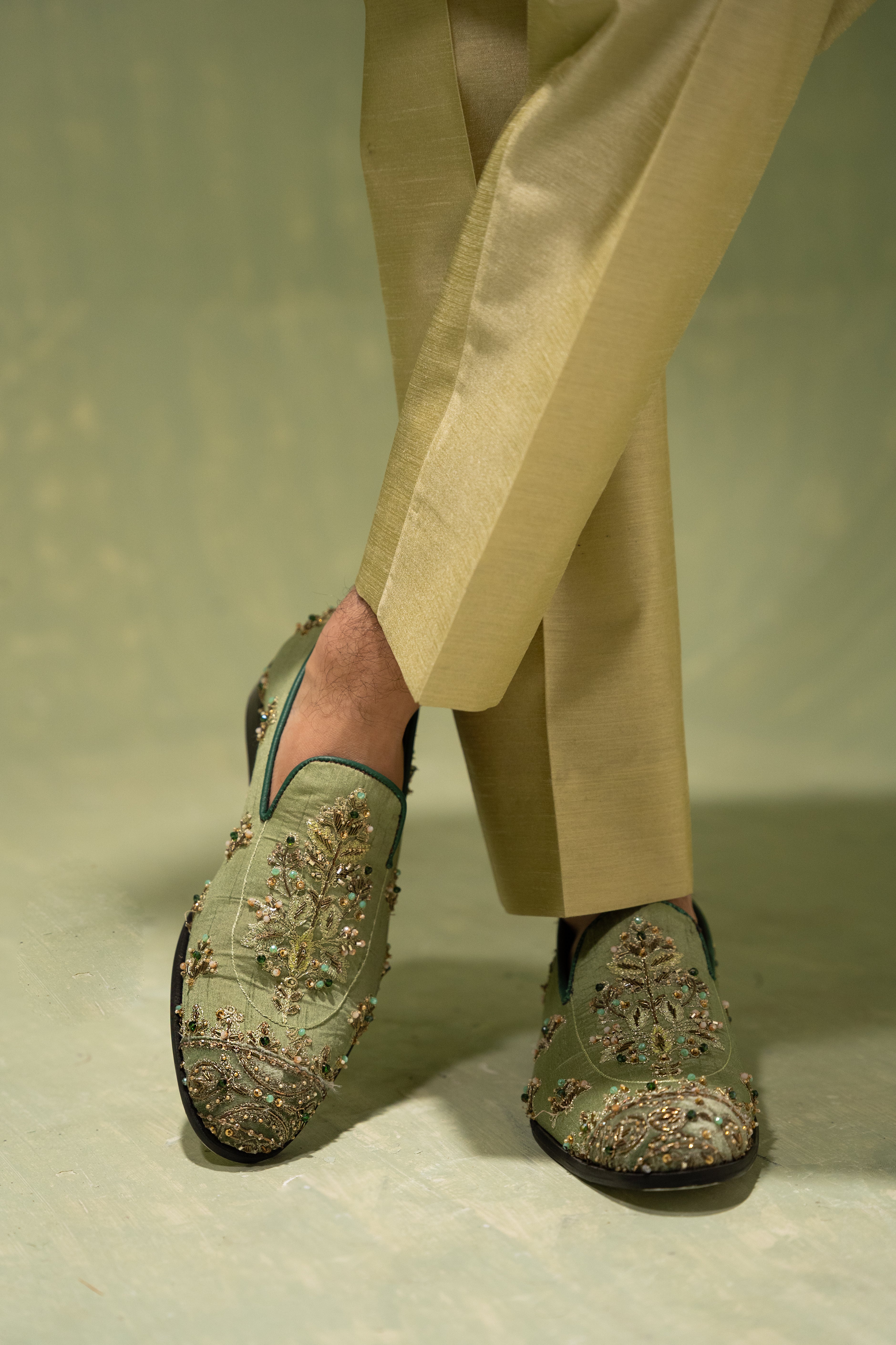 Mint Green Hand-Embellished Serona Prince Coat (3-Piece) - Image 6