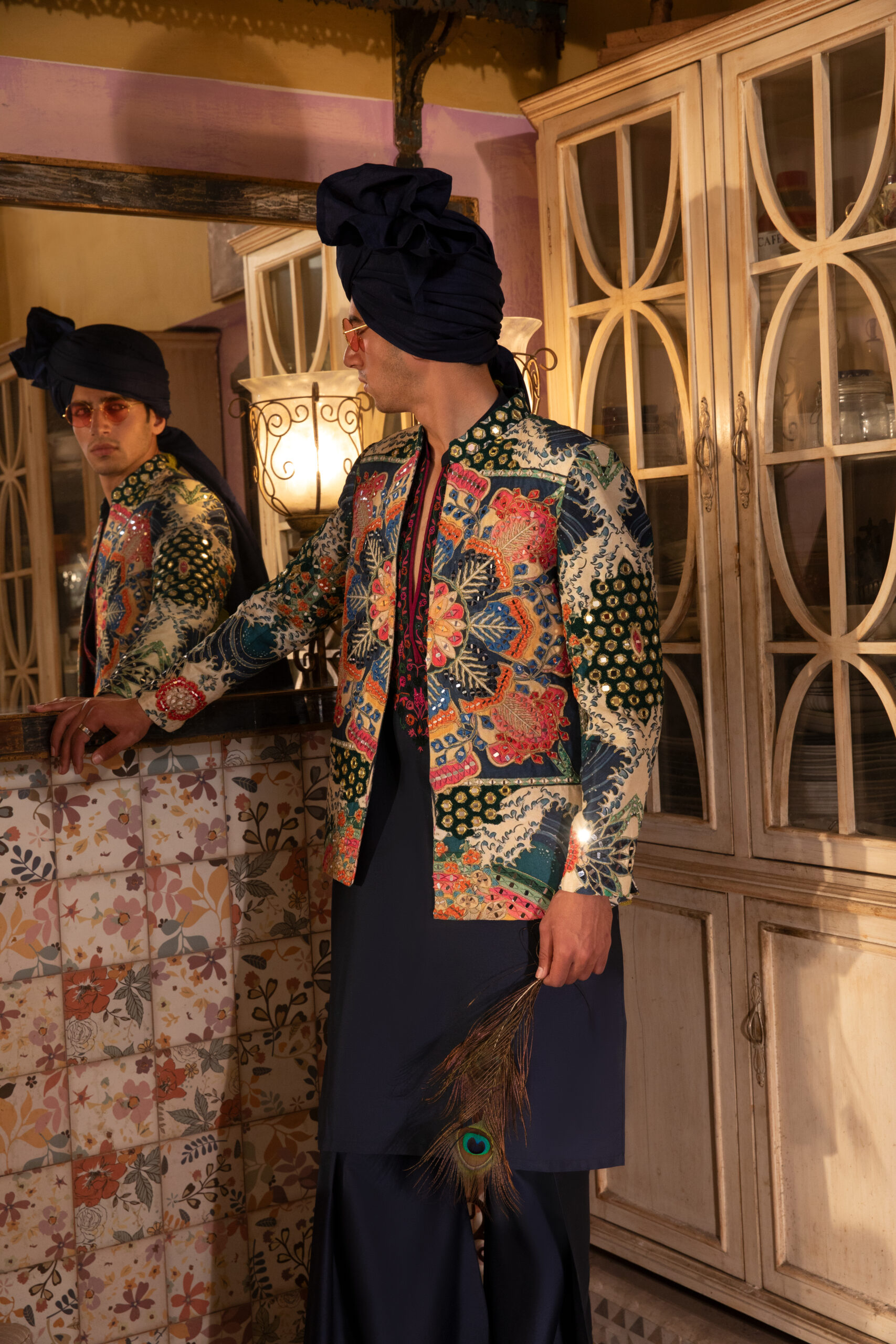 Multitone Embroidered Silk-Blend Prince Coat (3-Piece) - Image 1