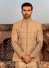 Mint Green Hand-Embroidered Silk Prince Coat (2-Piece) - Image 2