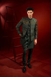 Deep Green Embroidered Silk Prince Coat (3-Piece) - Image 5