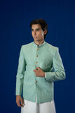 Light Green Embroidered Suiting Prince Coat (3-Piece) - Image 3