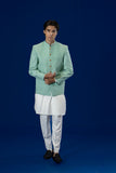 Light Green Embroidered Suiting Prince Coat (3-Piece) - Image 4
