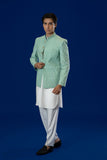 Light Green Embroidered Suiting Prince Coat (3-Piece) - Image 5