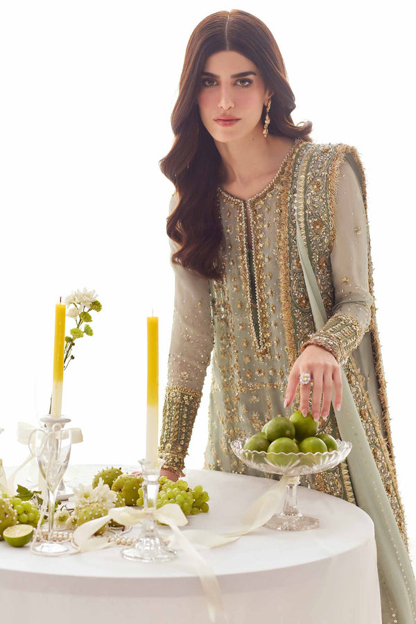 Pakistani Mint Gotta Sequin Chiffon Salwar Kameez (4-Piece) - Image 8